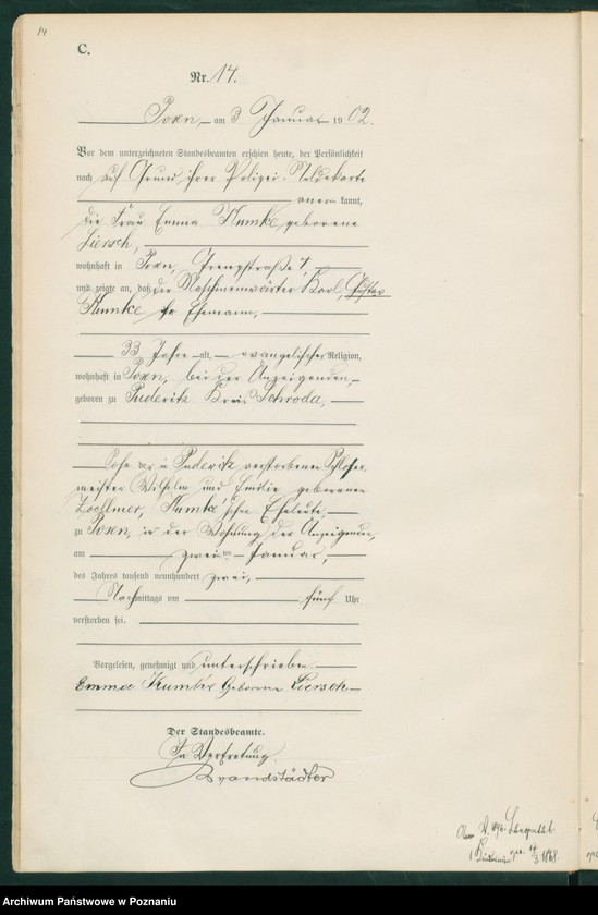 Obraz 17 z jednostki "Księga miejscowa zgonów t. I"