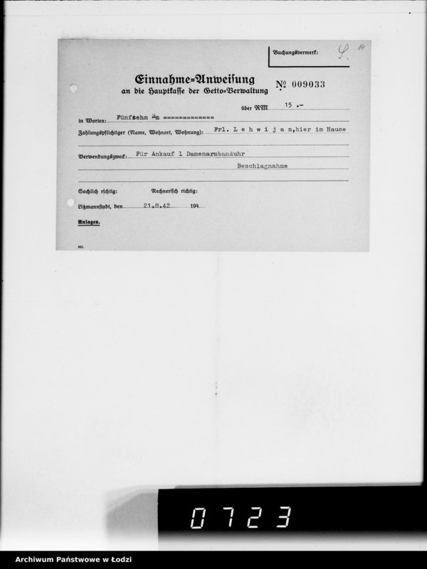 Obraz 19 z jednostki "Einnahme Anweisungen Sonderkonto"