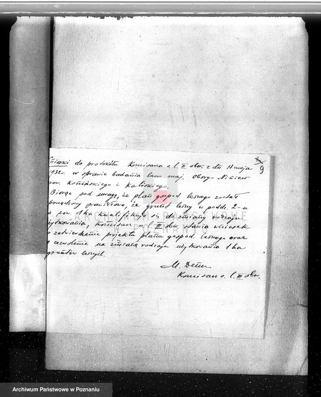 Obraz 13 z jednostki "Sprawa zmiany podziału użytkowania 1,00 ha gruntów leśnych w majątku Obory-Niniew powiaty koniński i kaliski"