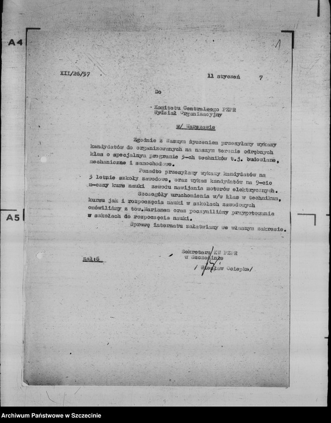 image.from.unit.number "Korespondencja przychodząca i wychodząca do Komitetu Centralnego Polskiej Zjednoczonej Partii Robotniczej"