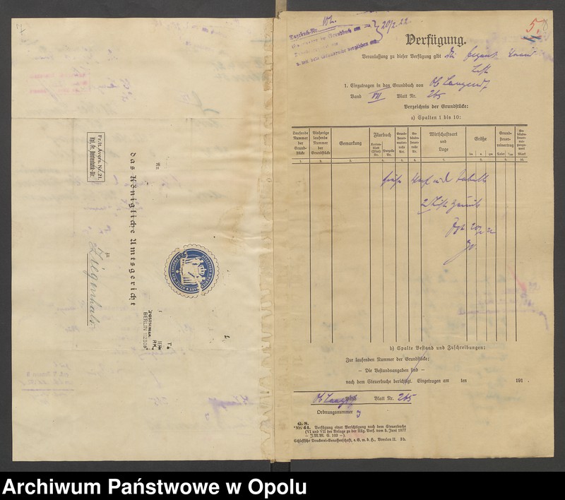 Obraz 9 z jednostki "Grundakten für Band VII Blatt 265 des Grundbuchs von Oberlangendorf Eigentümer Albert und Hedwig geboren Schope Rothersche Eheleute, Franke Gregor Hedwig Franke Rother geboren Schöpe, Kirchner August."