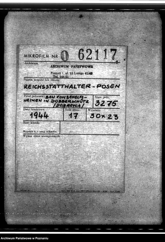 Obraz 2 z jednostki "Bau von Behelfsheimen in Dobberschütz (Dobrzyca). Baracken"