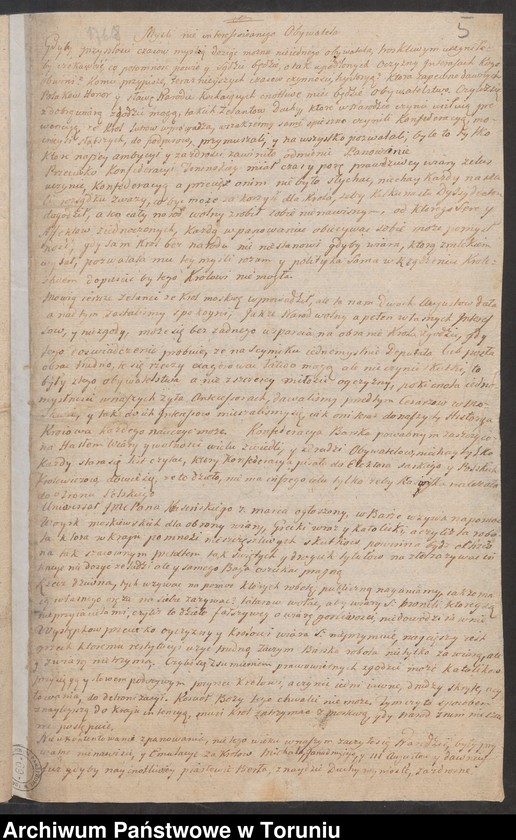 image.from.unit.number "List od króla Stanisława Augusta pisany do kasztelana inowrocławskiego Skarbka z 10.VI.1768 i odpowiedź na niego od Skarbka"