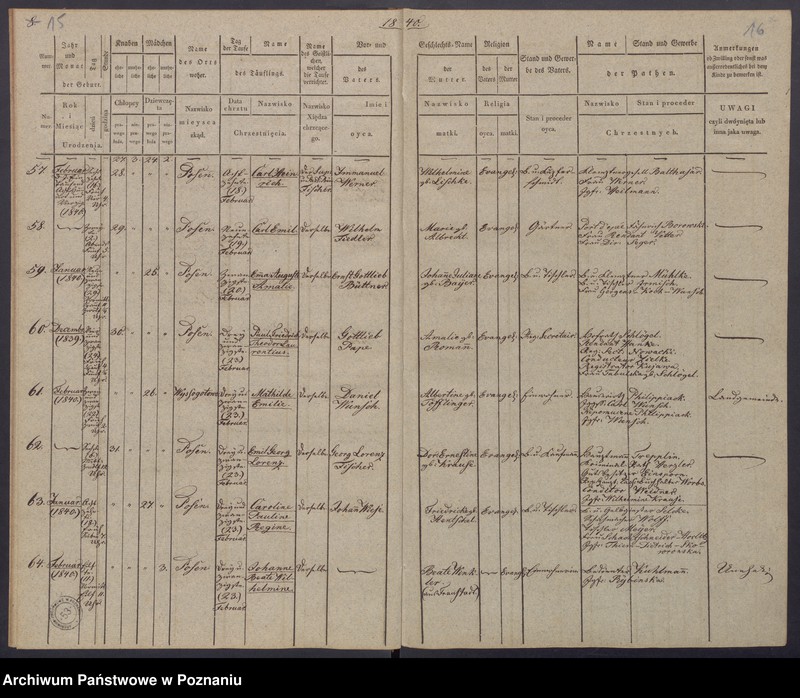Obraz 11 z jednostki "[Akta urodzeń i chrztów, zgonów i pogrzebów, zapowiedzi i ślubów]"