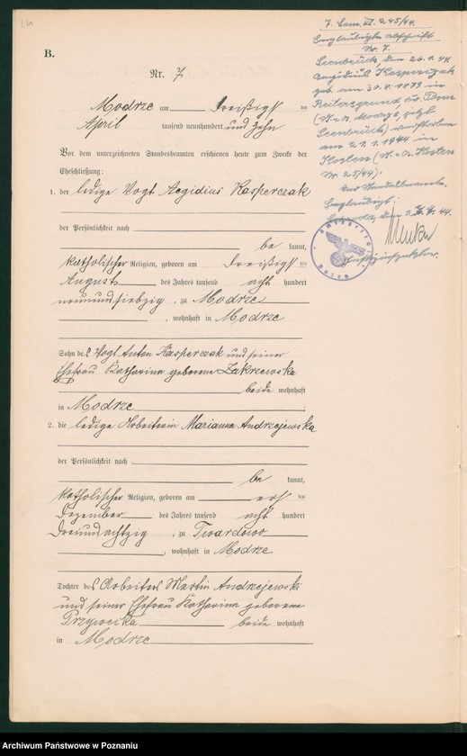 Obraz 16 z jednostki "Heirats-Neben-Register"