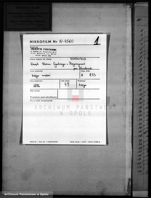 image.from.unit.number "Geburts-Haupt-Register Standesamts Schönfeld pro 1876"