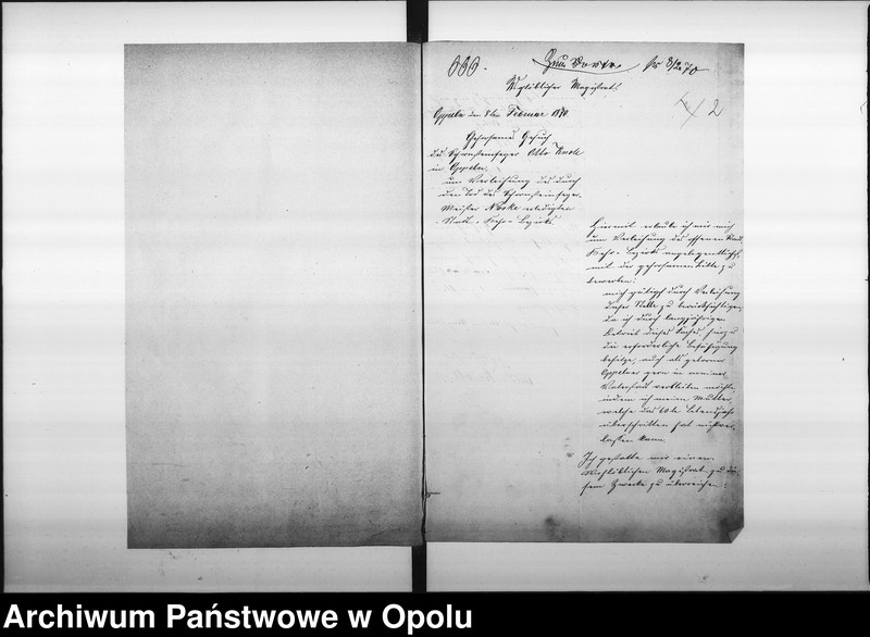 image.from.unit.number "Acta des Magistrats zu Oppeln betreffend die Anstellung des Schornsteinfegermeister Otto Knoll für den Oder - und Königs-Bezirk"