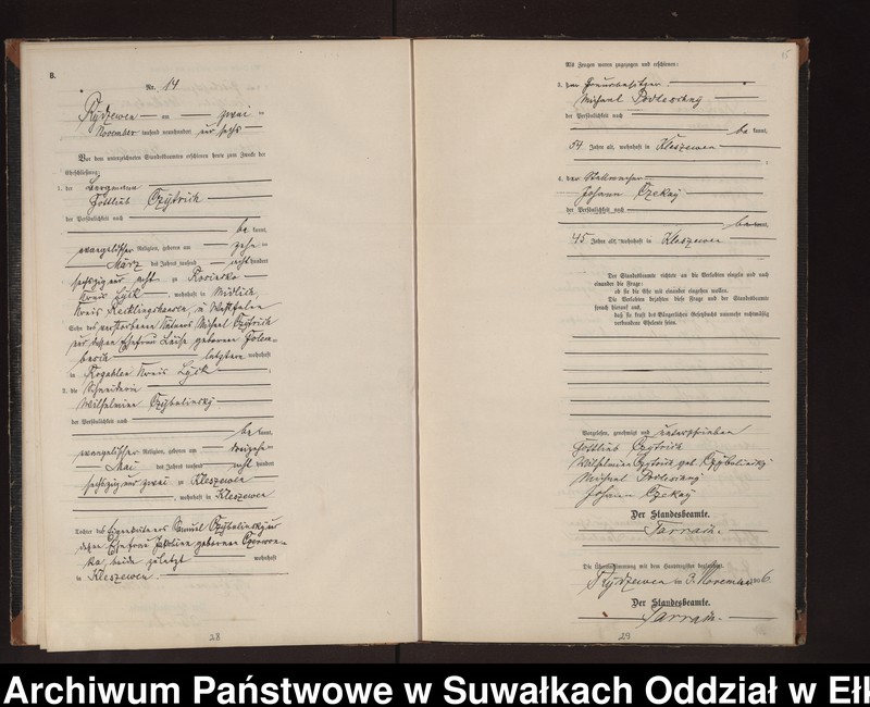image.from.unit.number "Heirats-Neben-Register des Preussischen Standes-Amtes Rydzewen Kreis Lötzen"