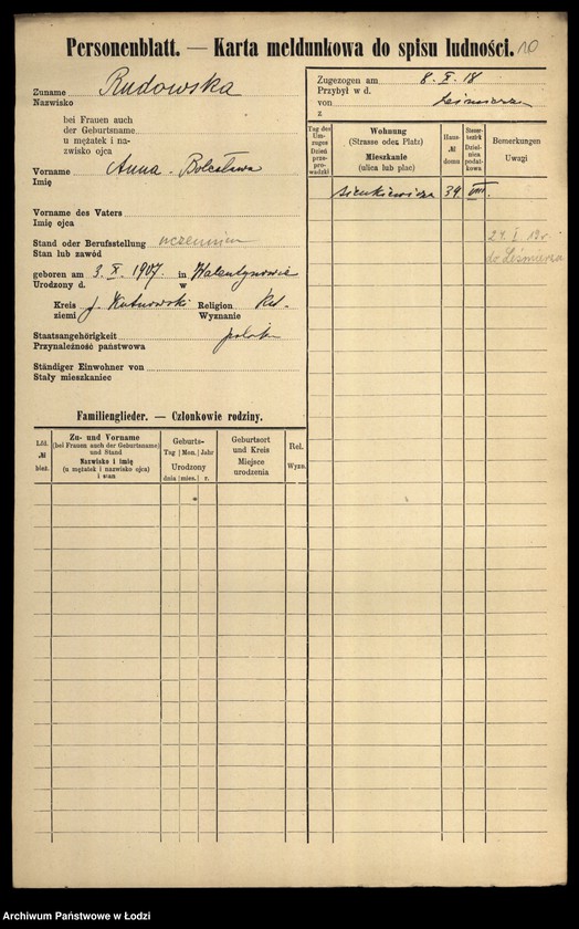 Obraz 12 z jednostki "[Spis ludności Łodzi] Rudolnik-Rupniewski"