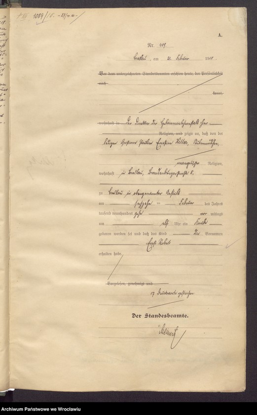 image.from.unit.number "Geburts-Haupt-Register Breslau IV 1910 Band 2"