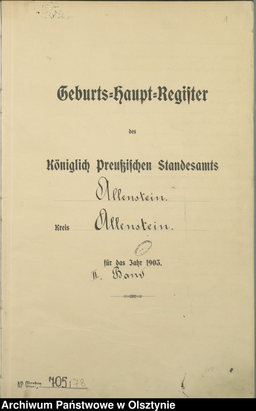 image.from.unit.number "Geburts-Haupt-Register Tom II,Nr 400 - 765"