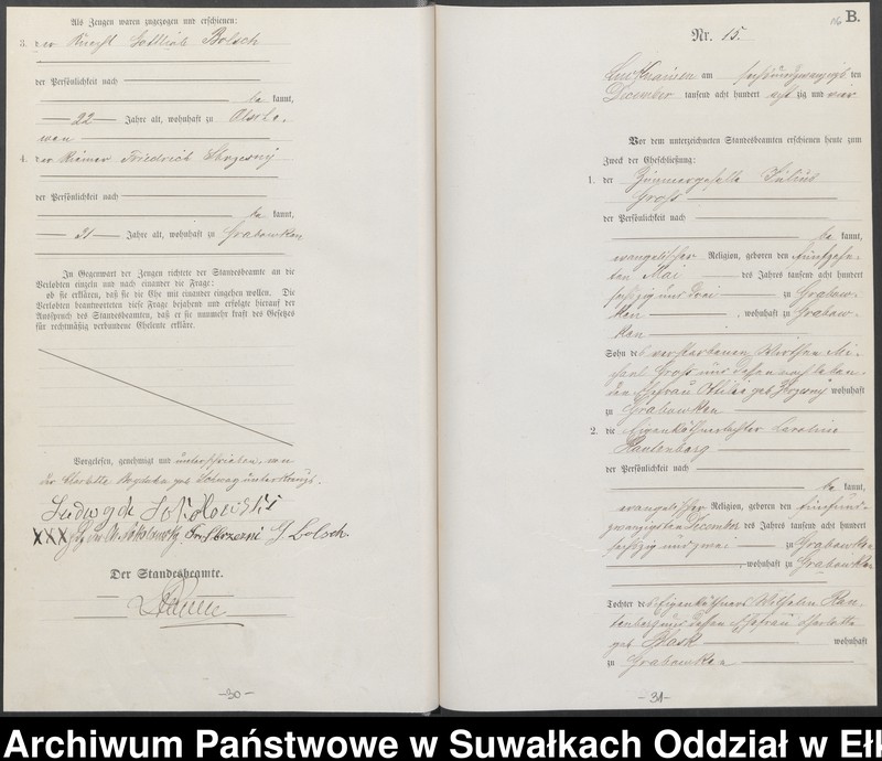 image.from.unit.number "Heiraths-Haupt-Register des Königlichen Preussischen Standes-Amtes Lucknainen Kreis Sensburg für das Jahr 1884 [do 1887]"