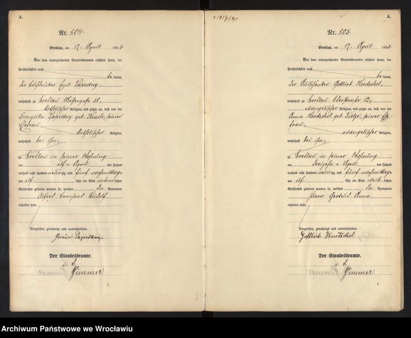 image.from.unit.number "Geburts-Haupt-Register Breslau I 1895 Band 3"