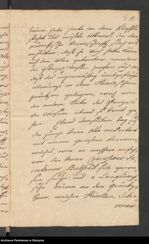 image.from.unit.number "In S. [Sachen] Carl Dieterich von Grothuß contra die verwittibte Tribunals=Vice=Praesidentin von Perbant wegen Umbpfügung und Besäung eines zu Podollen und Schalwen [Schallwen] gehörigen Stück Akers Garbnicken genannt"