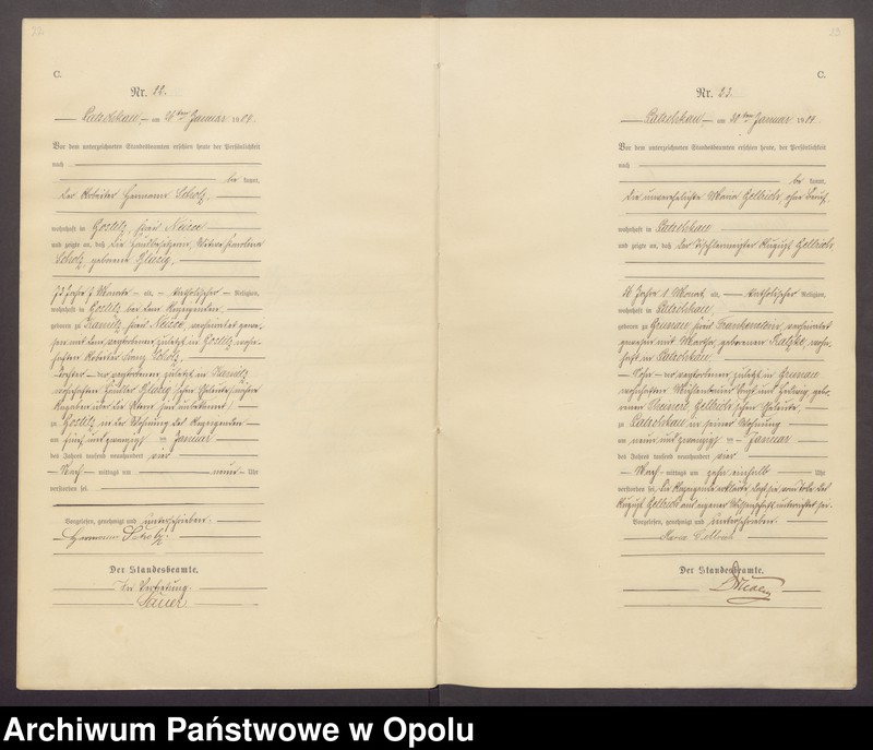 Obraz 14 z jednostki "Sterbe-Haupt-Register des Standesamts Patschkau Stadt und Land pro 1904"