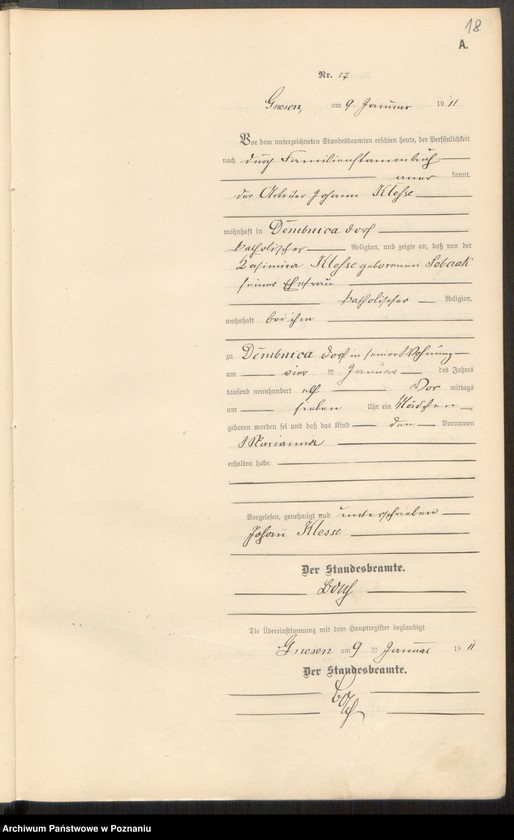Obraz 20 z jednostki "Geburts-Nebenregister Band I"