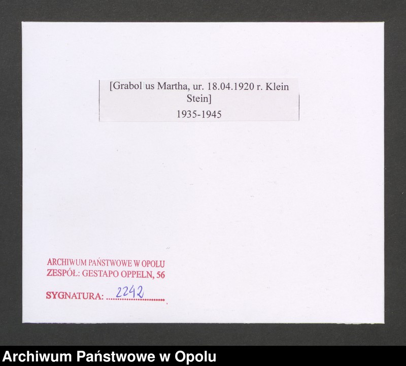 Obraz 2 z jednostki "[Grabolus Martha, ur. 18.04.1920 r. Klein Stein]"