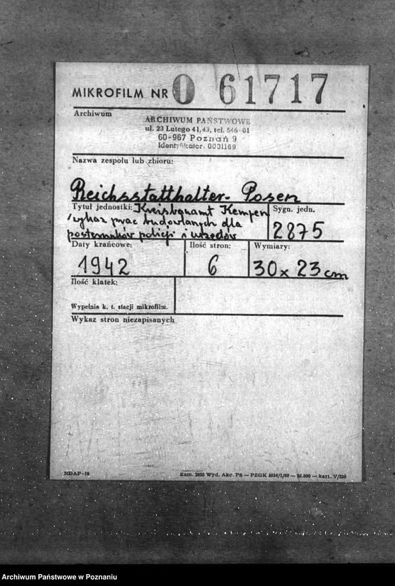 Obraz 2 z jednostki "Kreisbauamt Kempen - Wykaz prac budowlanych dla posterunków policji i urzędów"