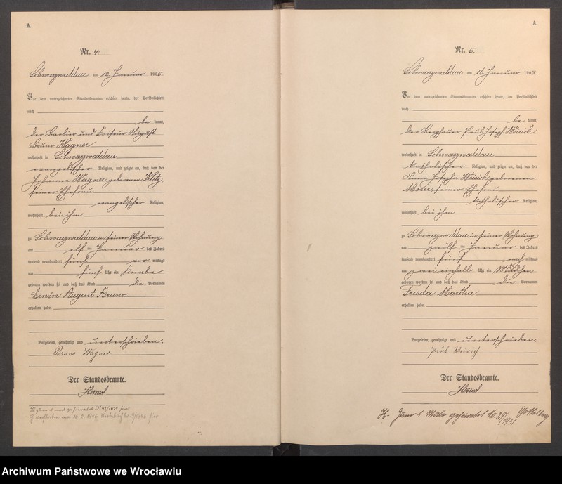 image.from.unit.number "Geburts-Haupt-Register Schwarzwaldau (Czarny Bór) 1905"