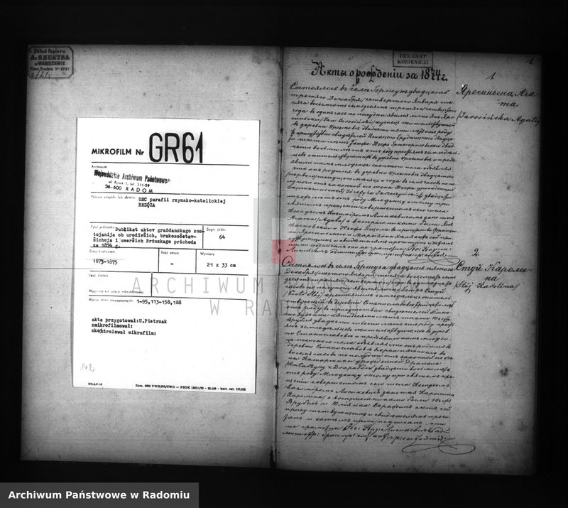 Obraz 3 z jednostki "Dublikat aktov graždanskogo sostoâniâ ob uroždennyh, brakosočetavšihsâ i umeršyh Bržuzkago prihoda za 1874 god"