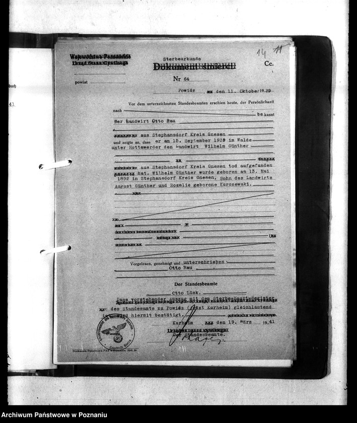 Obraz 18 z jednostki "Kreis Gnesen (Gniezno). Wykazy miejscowych Niemców, którzy zginęli w 1939 roku"