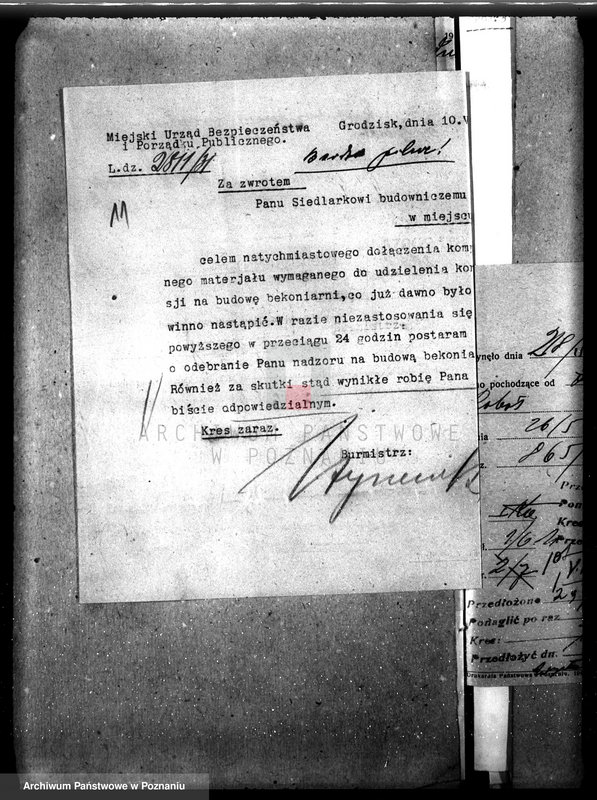 Obraz 15 z jednostki "Zatwierdzenie projektu zakładu przemysłowego /urządzenie bekoniarni/ nr 426, własność Magistrat m. Grodziska"