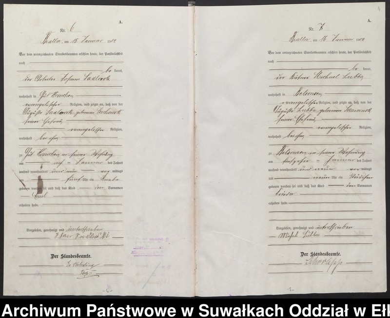image.from.unit.number "[Geburts-Haupt-Register des Königlichen Preussischen Standes-Amtes Bialla Kreis Johannisburg]"