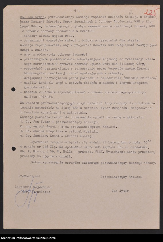 image.from.unit.number "Protokóły z posiedzeń Komisji Zdrowia, Spraw Socjalnych i Ochrony Środowiska Wojewódzkiej Rady Narodowej w Zielonej Górze"