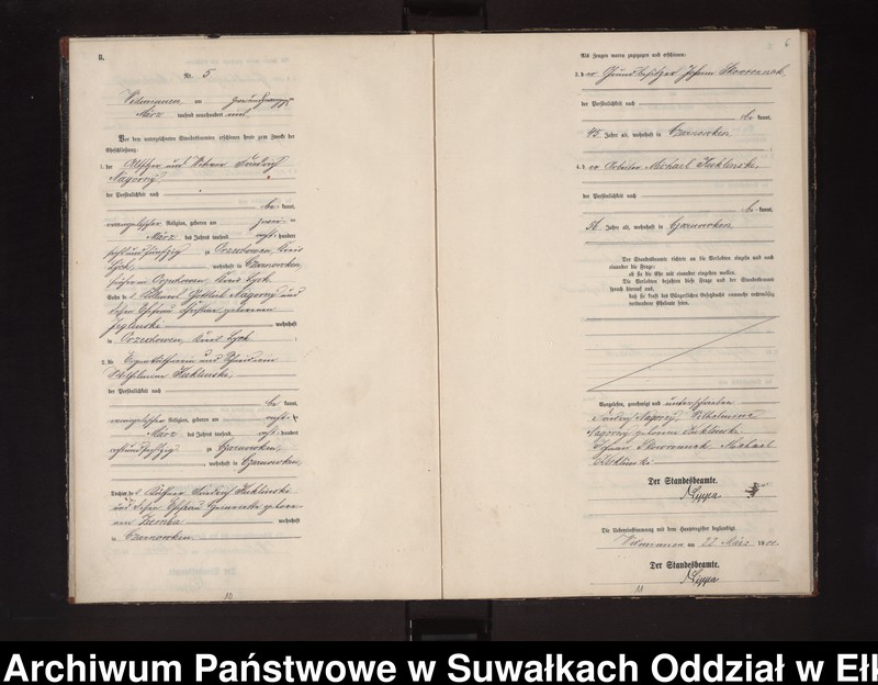 image.from.unit.number "Heiraths-Neben-Register des Preussischen Standes-Amtes Widminnen Kreis Loetzen"