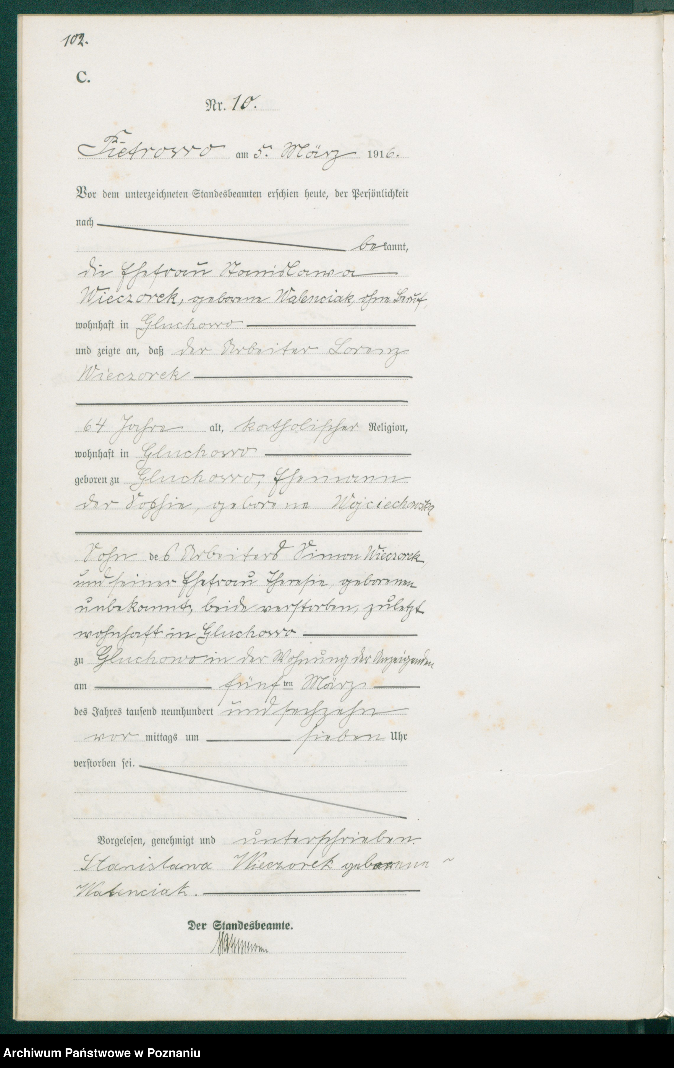 Skan z jednostki: Sterbe-Haupt-Register