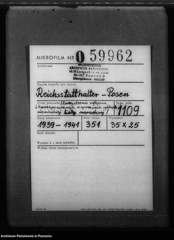 Obraz 2 z jednostki "Zarządzenia, wytyczne i korespondencja w sprawach ogólnych niemieckiej listy narodowej"