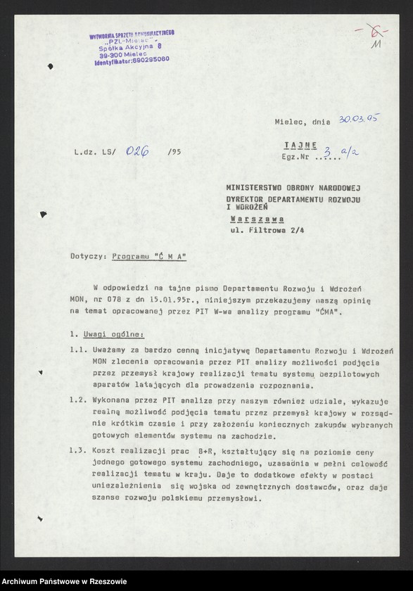 image.from.collection.number "System (BSR) ĆMA z WSK Mielec"
