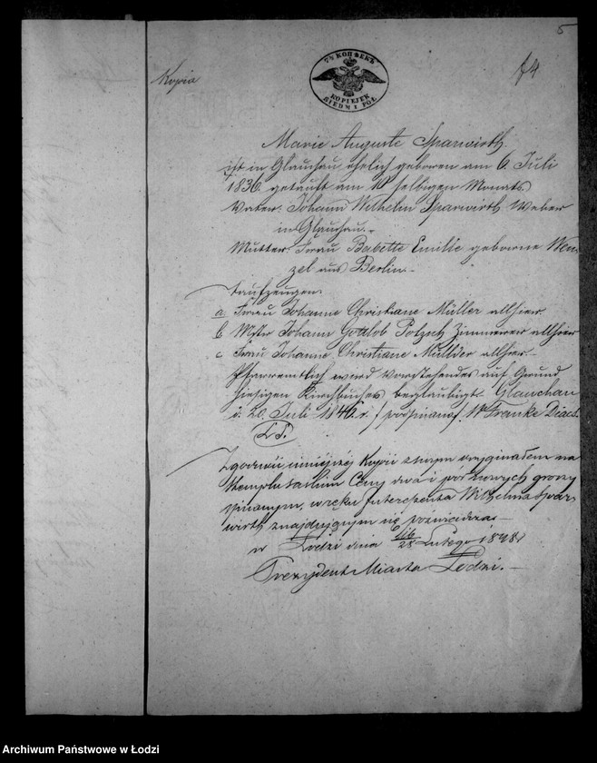 Obraz 9 z jednostki "Akta tyczące się ustanowienia opieki nad nieletnimi dziećmi po Emilii z Wangerów Sparwart"