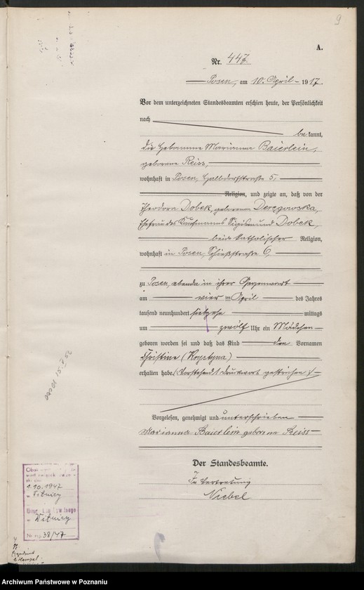 Obraz 11 z jednostki "Księga miejscowa urodzeń tom II [Rejestr główny urodzeń]"