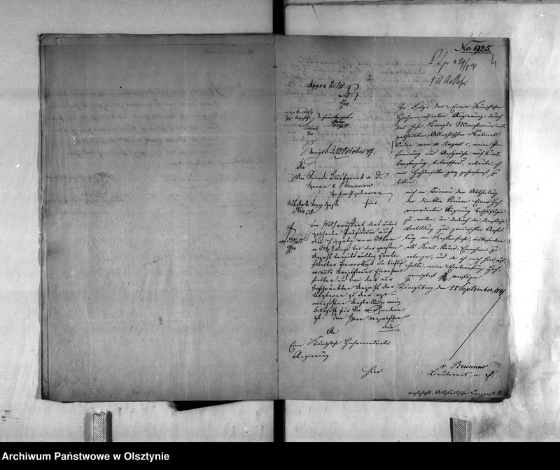 image.from.unit.number "Anstellung des pensionirten Seconde-Lieutenant von Brunnow"