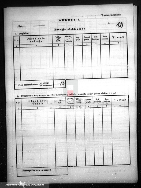 Obraz 16 z jednostki "Kwestionariusz Gazowni Miejskiej w Obornikach"