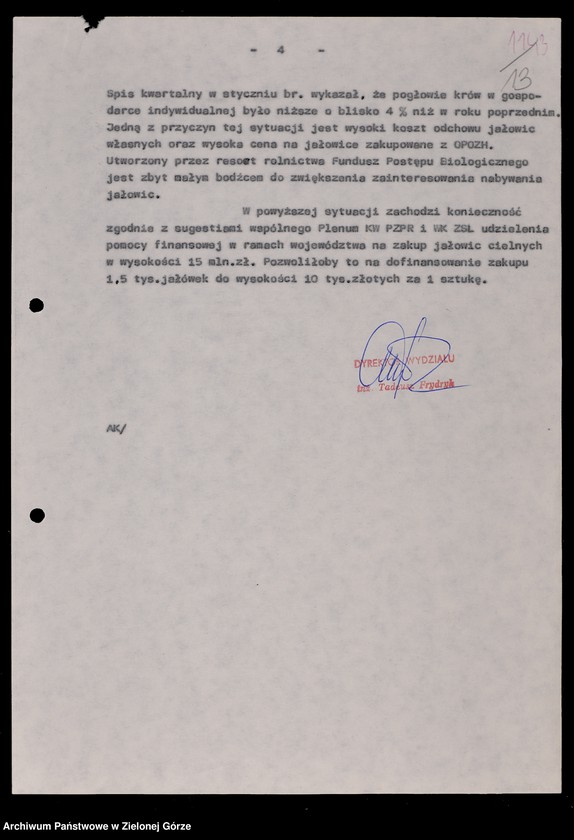 Obraz 16 z jednostki "Protokóły z posiedzeń Komisji Rolnictwa, Gospodarki Żywnościowej i Leśnictwa Wojewódzkiej Rady Narodowej w Zielonej Górze; Nr 1 - 8"