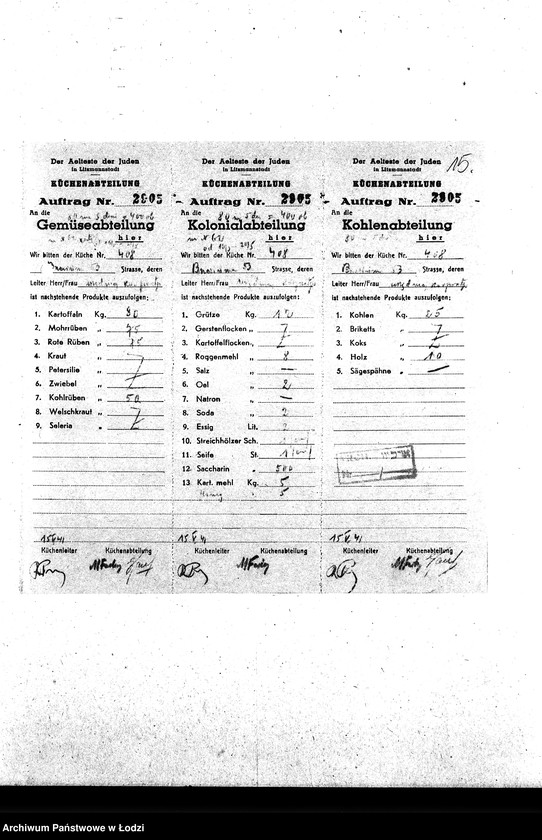Obraz 18 z jednostki "[Kuchnia nr 408, ul. Brzezińska 53. Kuchnia nr 19, ul. Brzezińska 57a. Kuchnia nr 367, ul. Brzezińska 77. Działalność kuchni, personel, konsumenci, raporty, kontrole]"