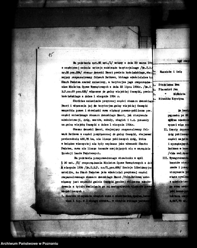 Obraz 19 z jednostki "Rozrachunki z gminą Czempiń odnośnie rozparcelowanego obszaru dworskiego Betkowo"