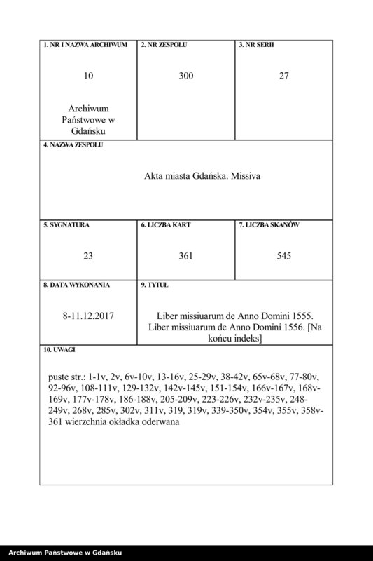 image.from.unit.number "Liber missiuarum de Anno Domini 1555. Liber missiuarum de Anno Domini 1556. [Na końcu indeks]"
