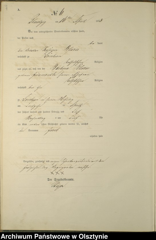 image.from.unit.number "Haupt-Geburts-Register Nr 1 - 25"