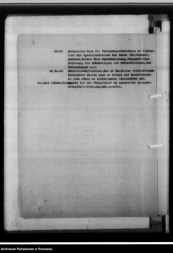 Obraz 10 z jednostki "Arbeitsbesprechung der Sippenamtsleiter in Gostingen [Gostyń, porządek obrad i sprawozdanie z zebrania kierowników powiatowych urzędów do spraw genealogicznych z terenu województwa poznańskiego]"