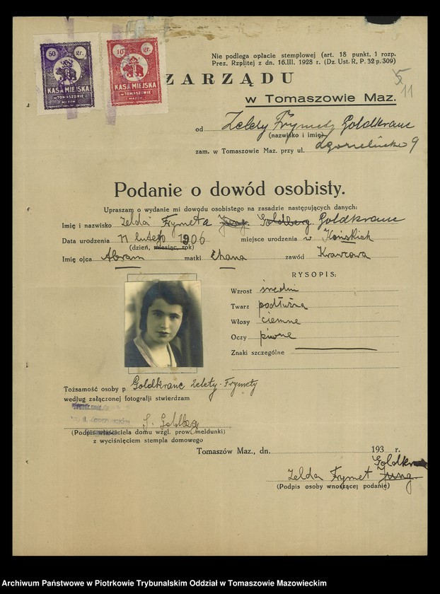 image.from.unit.number "Dowodów osobistych od nr 531 do 750. Tom IV"