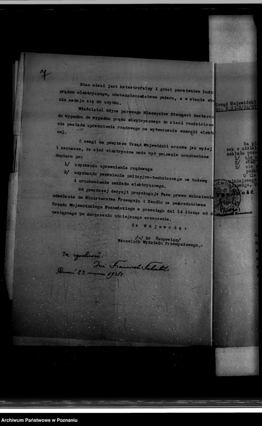 Obraz 11 z jednostki "Wniosek Piotra Grześkowiaka na Zakład Elektryczny w Zaniemyślu powiat średzki"