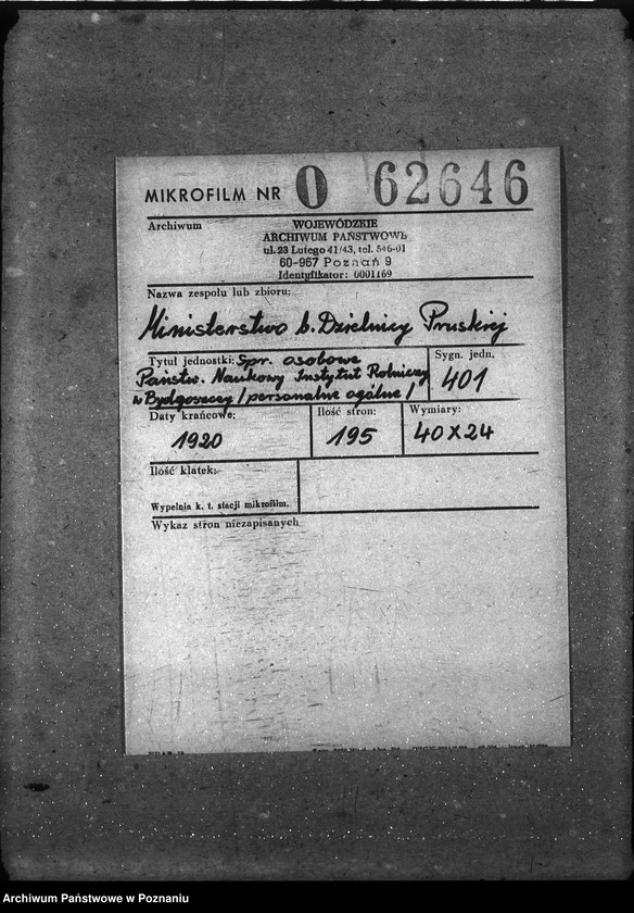 Obraz 2 z jednostki "Sprawy osobowe Państw. Naukowy Instytut Rolniczy w Bydgoszczy [personalne ogólne]"