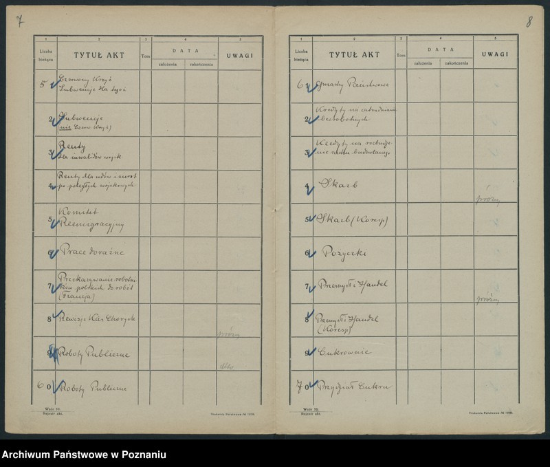 Obraz 7 z jednostki "Sekretarjat P V Wice-Minister Dr Wachowiak. Rejestr akt"