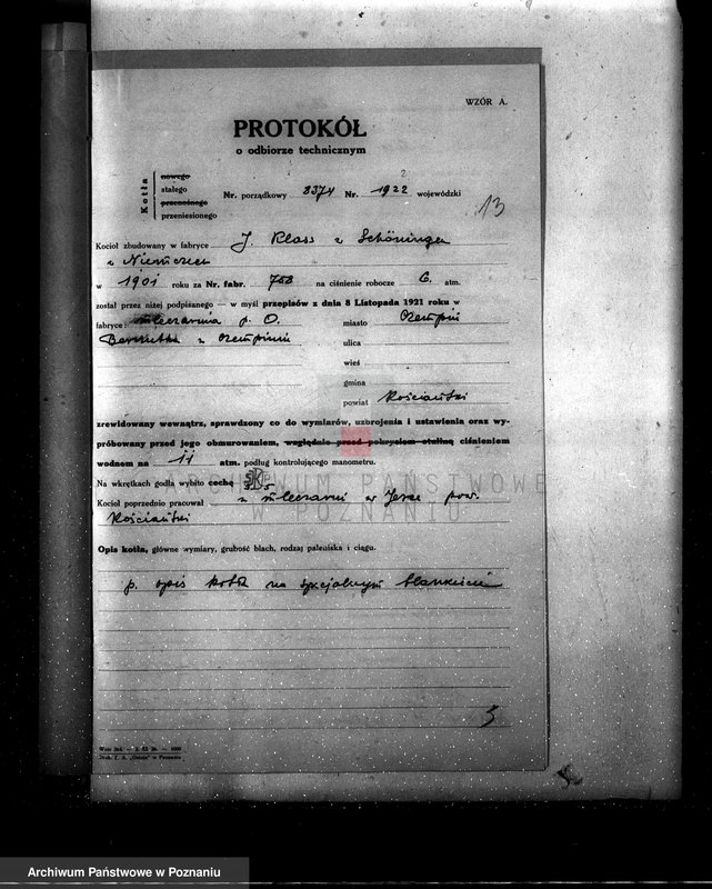 Obraz 19 z jednostki "Mleczarnia parowa O. Bernuthe w Czempiniu, pow. kościański nr woj. kotła 1922"