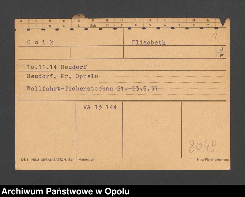 Obraz 3 z jednostki "[Ocik Elisabeth, ur. 10.11.1914 Neudorf]"