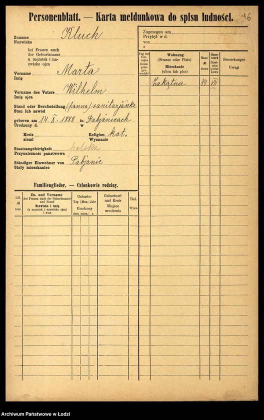Obraz 18 z jednostki "[Spis ludności Łodzi] Kluka - Kmieć"