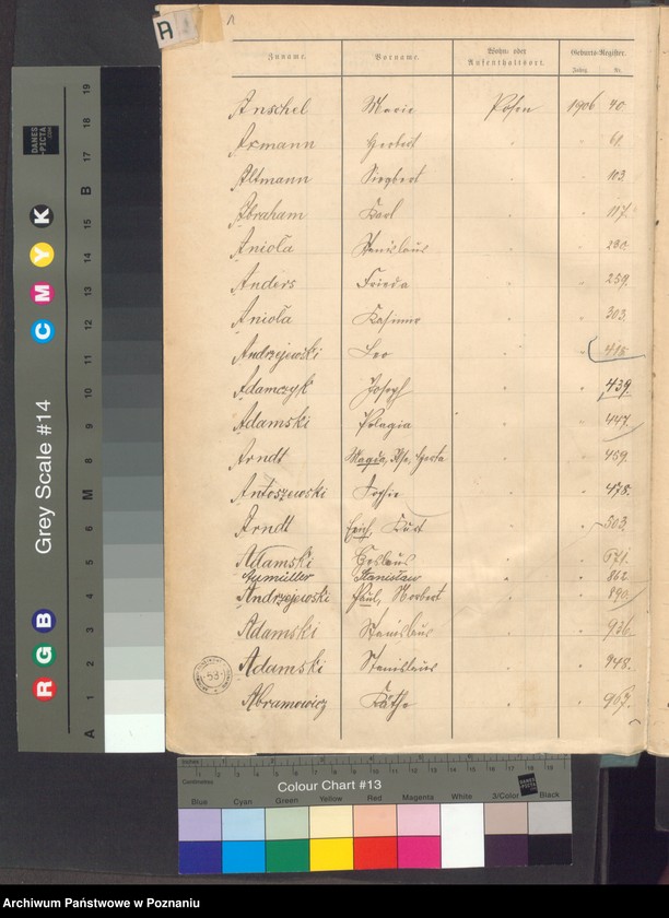 Obraz 3 z jednostki "Spis alfabetyczny urodzeń"